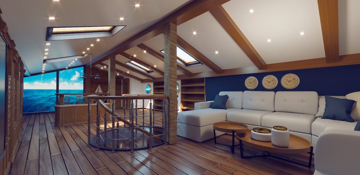 Мансардный этаж дача в морском стиле