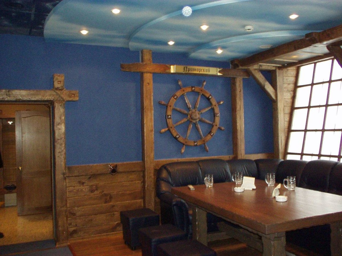 Интерьер бани в морском стиле