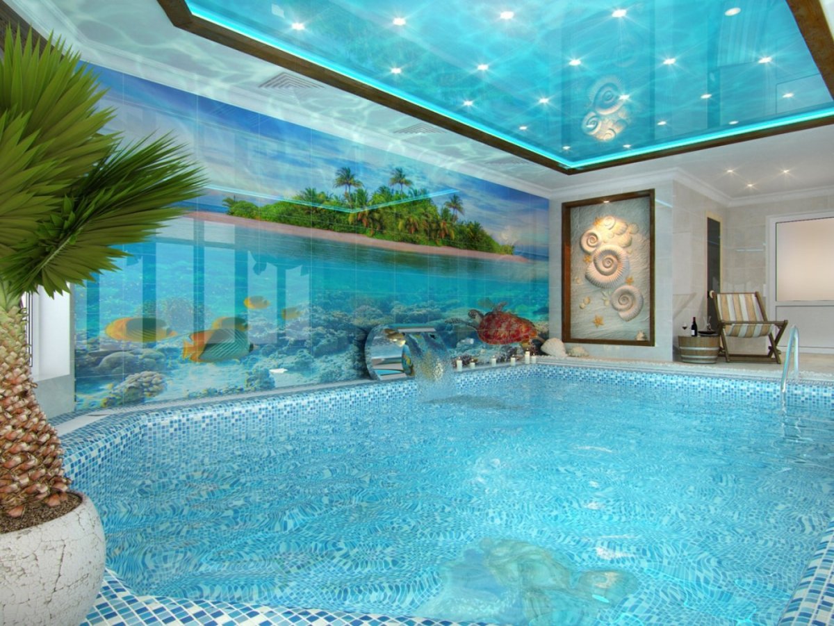 Отделка комнаты с бассейном