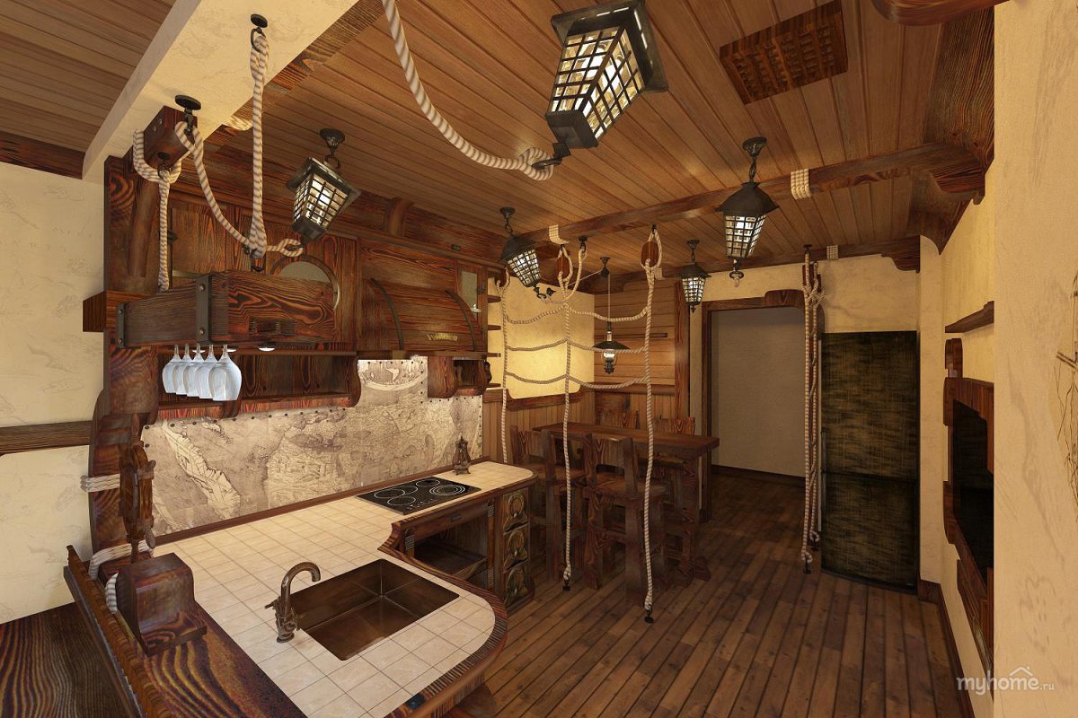 Кухня в стиле пиратского корабля