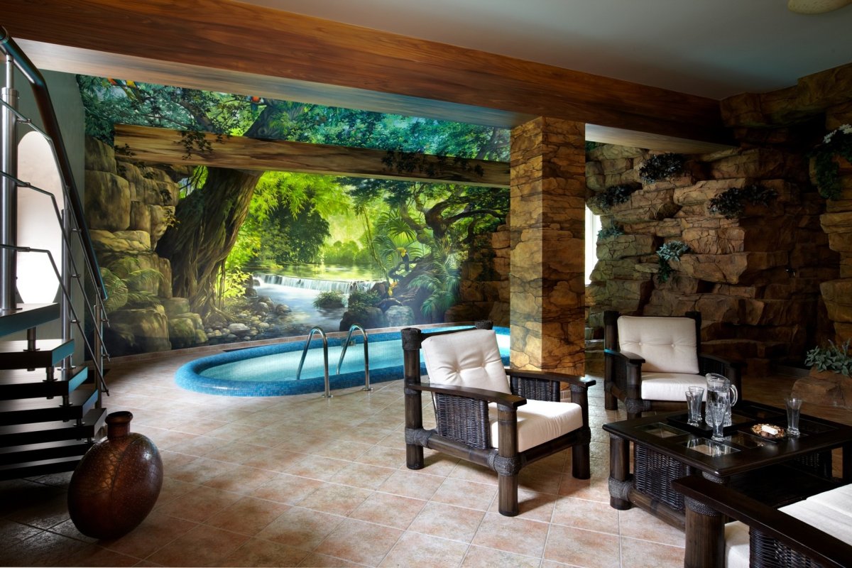 Баня в тропическом стиле