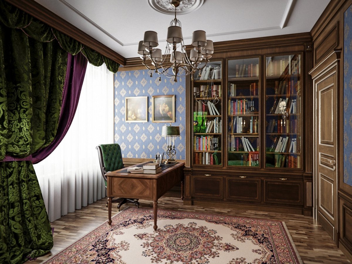 Интерьер кабинета в английском стиле