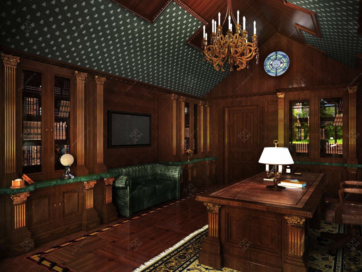 Английский кабинет интерьер