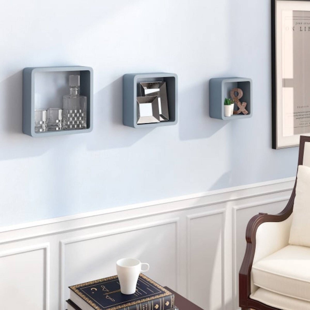 Набор настенных полок Spaceo 20x20 см/24x24 см/28x28 см МДФ цвет белый 3 шт