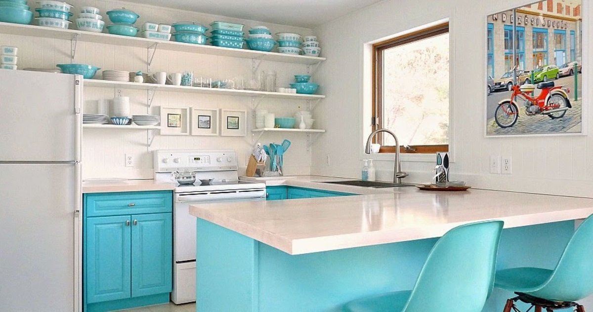 Кухня в бирюзовом цвете