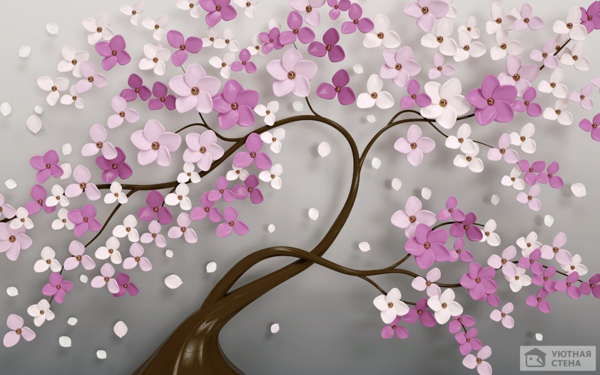 Фреска цветущее дерево