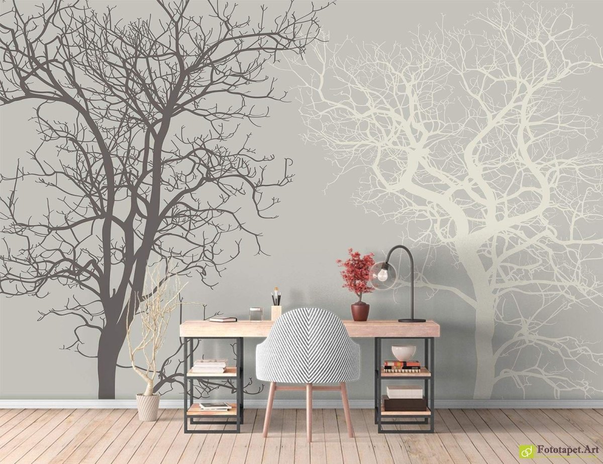 Обои деревья в интерьере