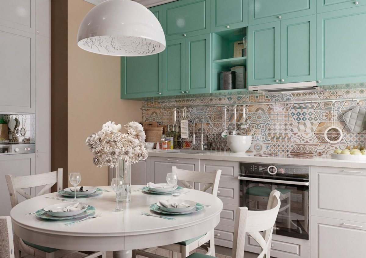 Кухня мята Тиффани