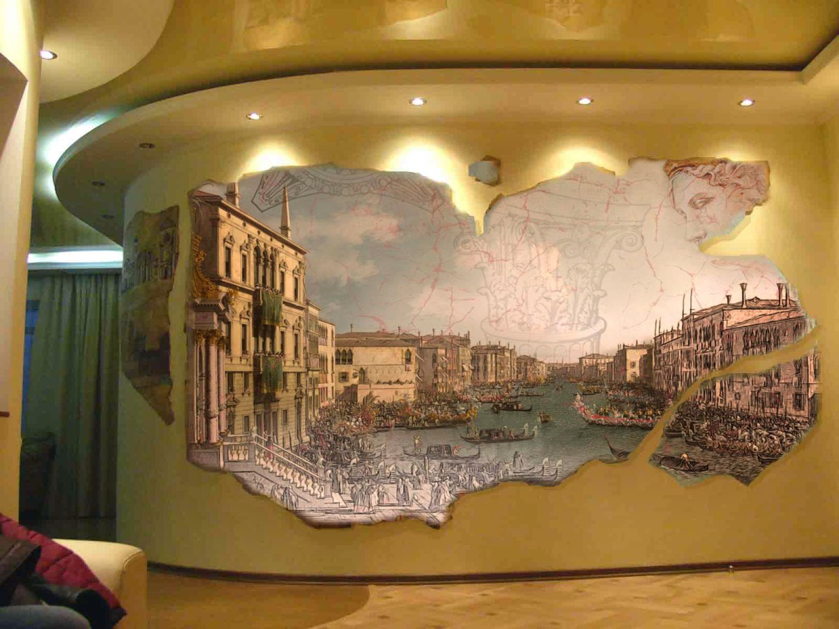 Фрески на стену в интерьере