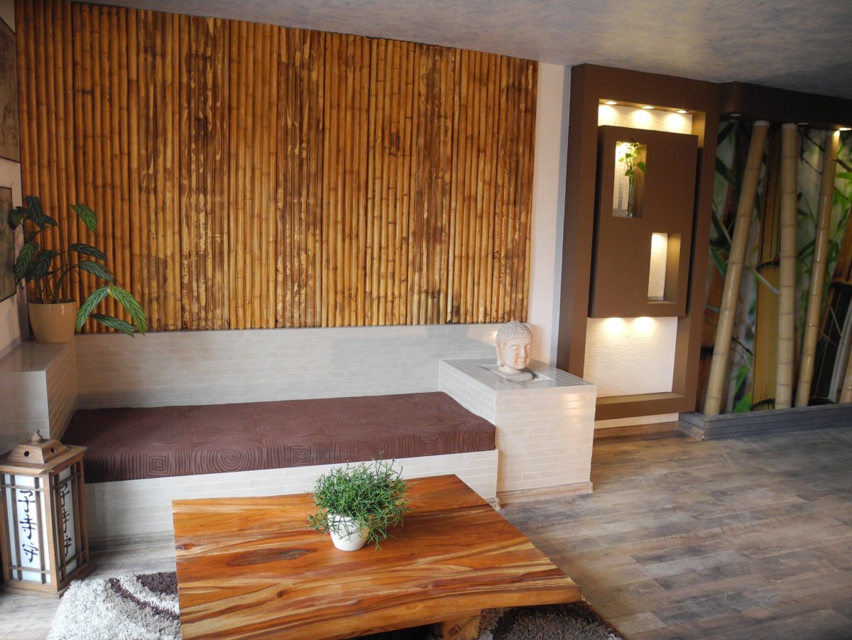 Бамбуковое полотно для стен в интерьере