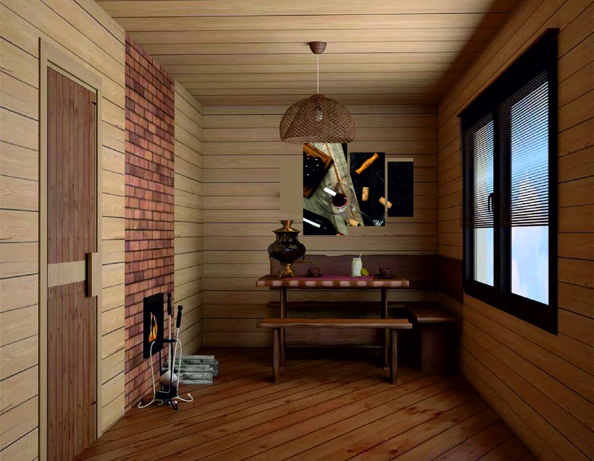 Интерьер предбанника в бане