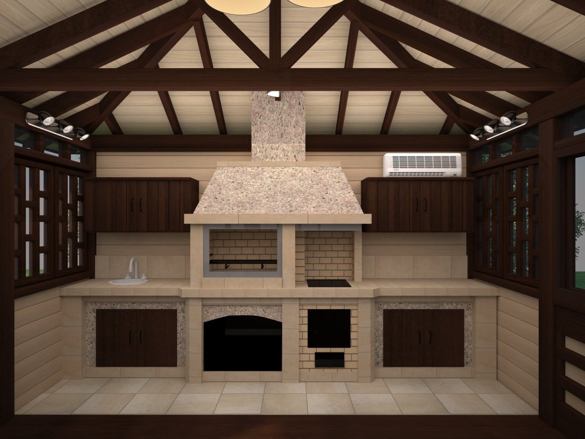 Барбекю внутри беседки