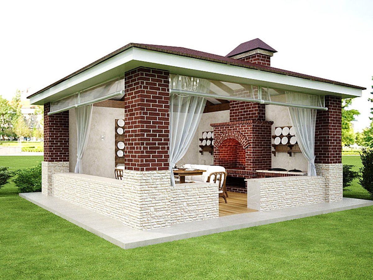 Кирпичная беседка барбекю 4х6