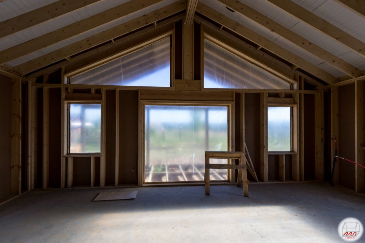 Каркасный дом внутри