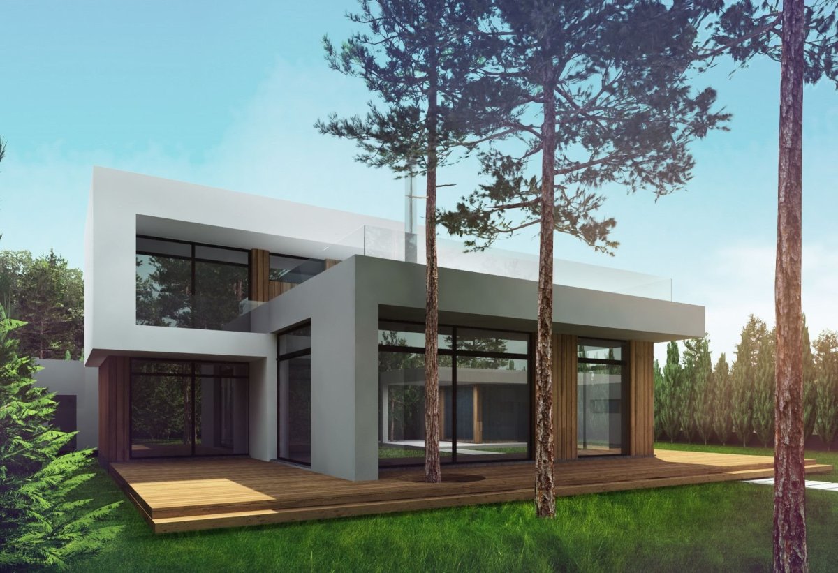 Коттедж с плоской крышей