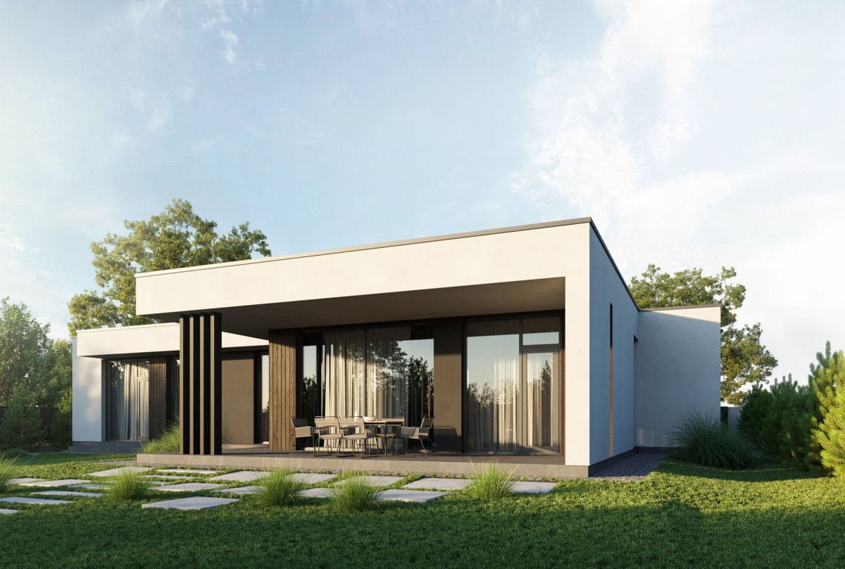 Современный коттедж с плоской крышей