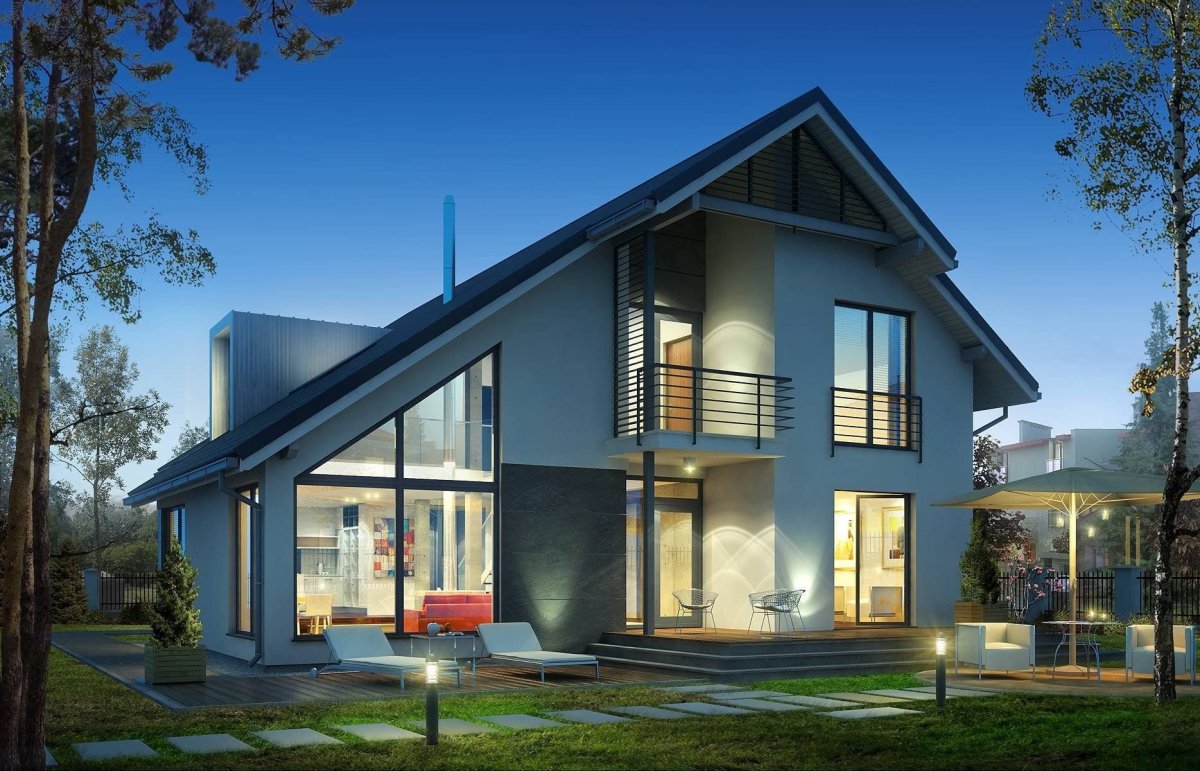 Коттедж с двускатной крышей