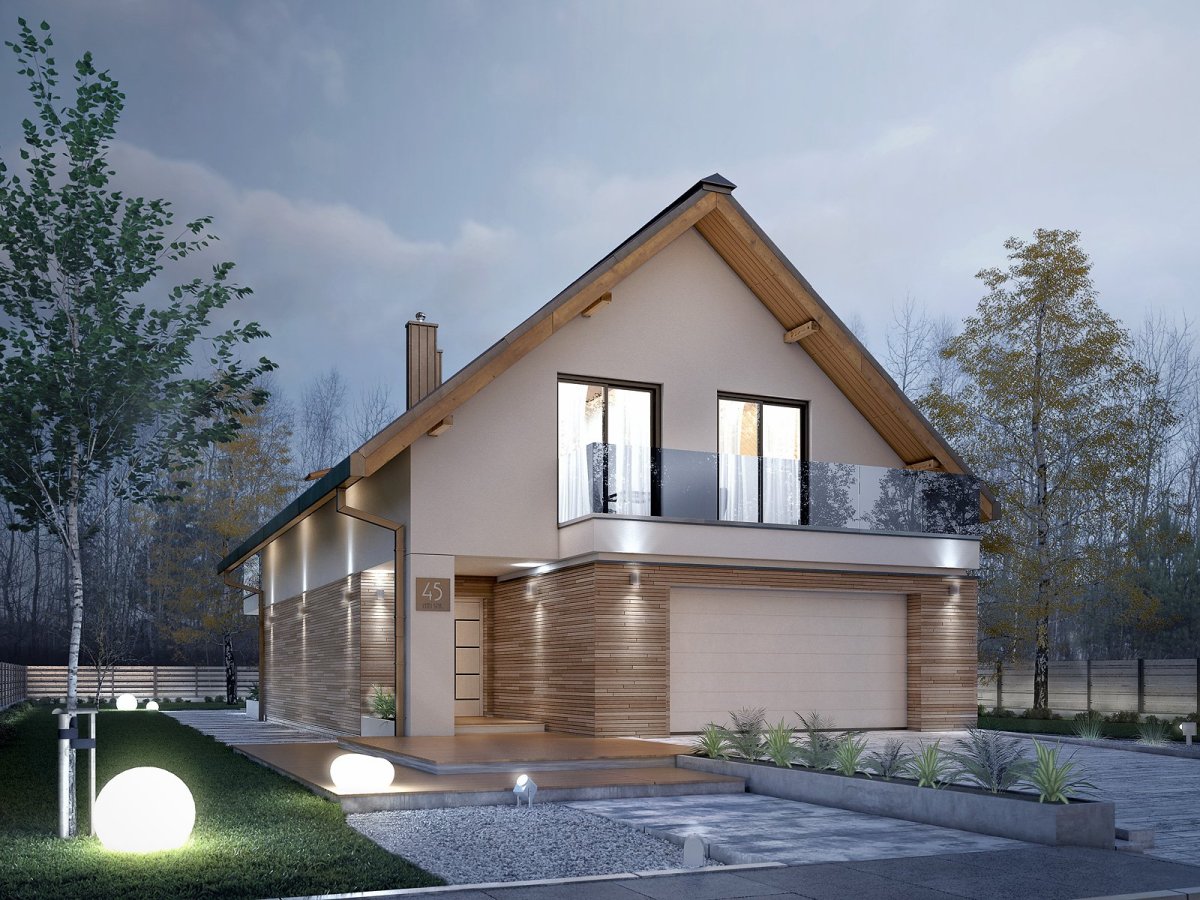 Современный мансардный дом