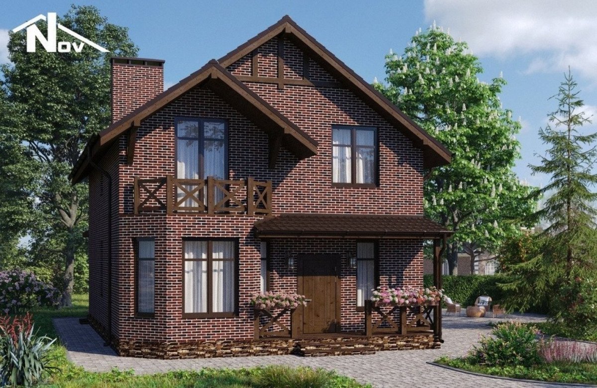 Кирпичный дом с мансардой 120 м2