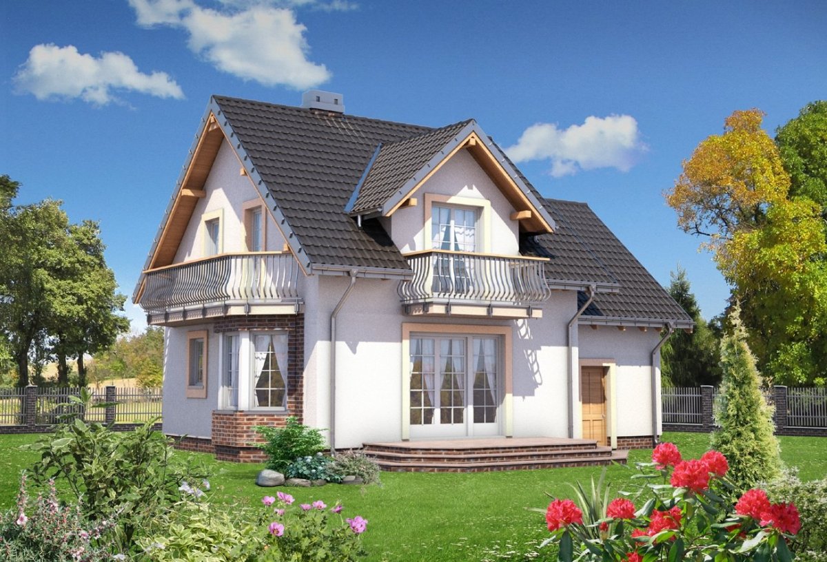 Красивый дом с мансардой