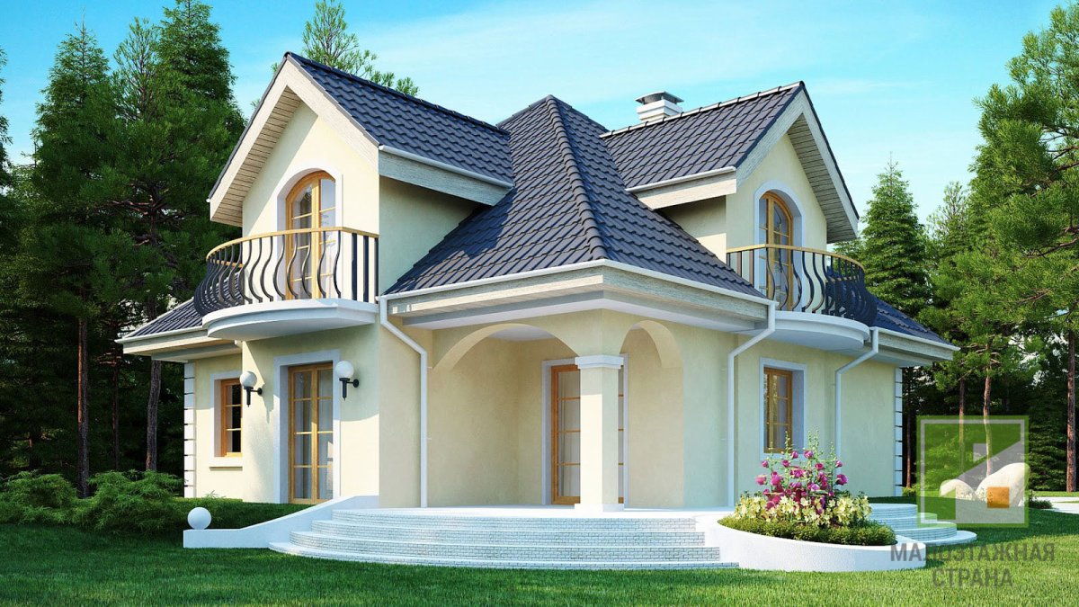 Красивый дом с мансардом