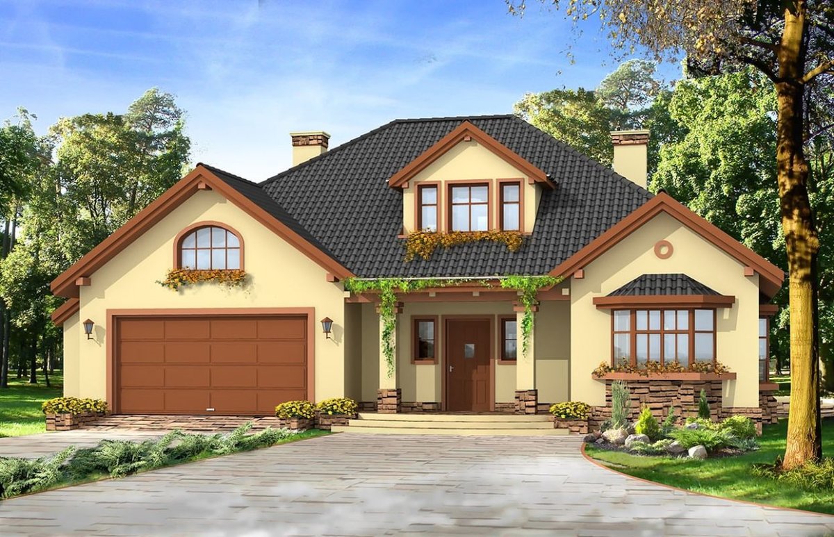 Дом с мансардой и террасой и гаражом 120м2