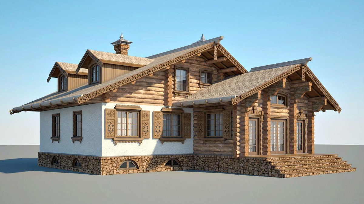 Дом Скандинавия из оцилиндрованного бревна