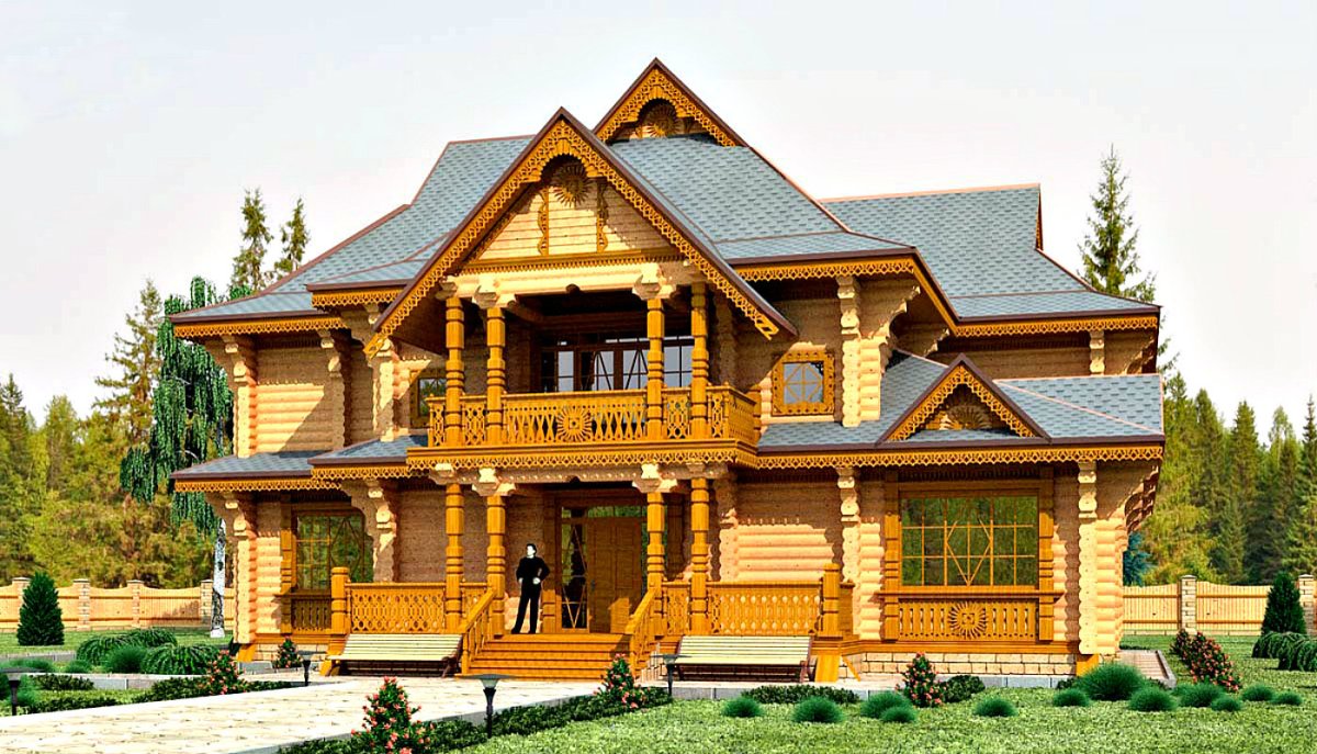 Дом из оцилиндрованного бревна Терем