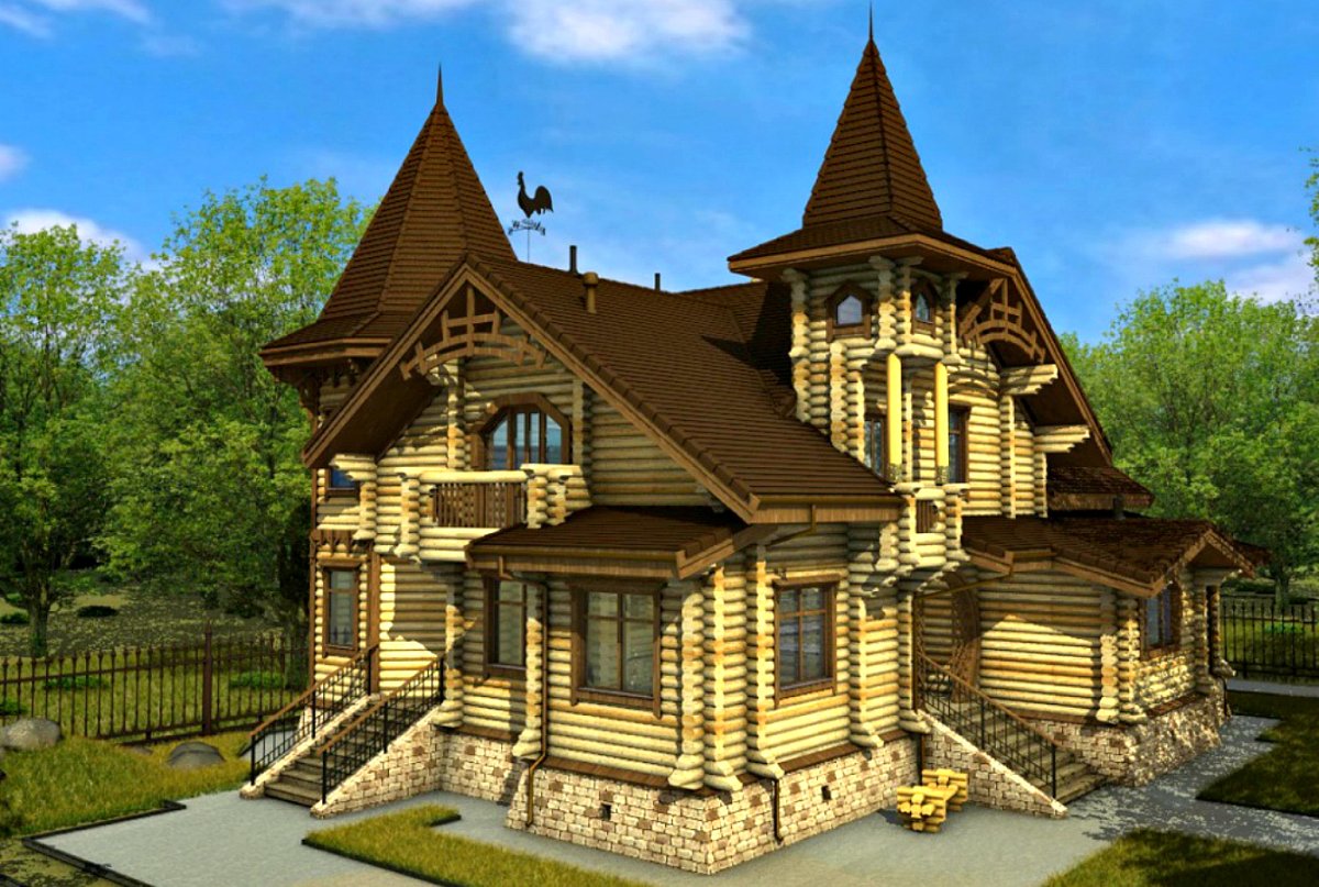 Дом из оцилиндрованного бревна Терем