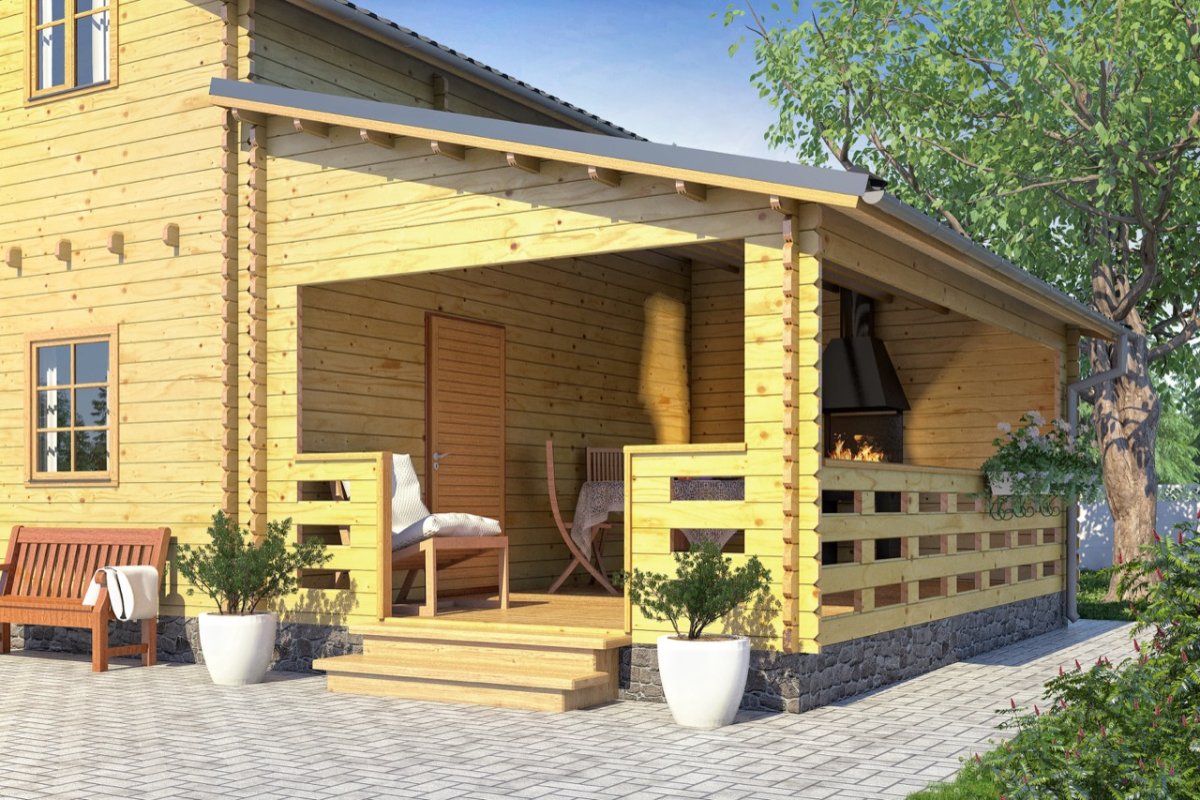 Баня с верандой