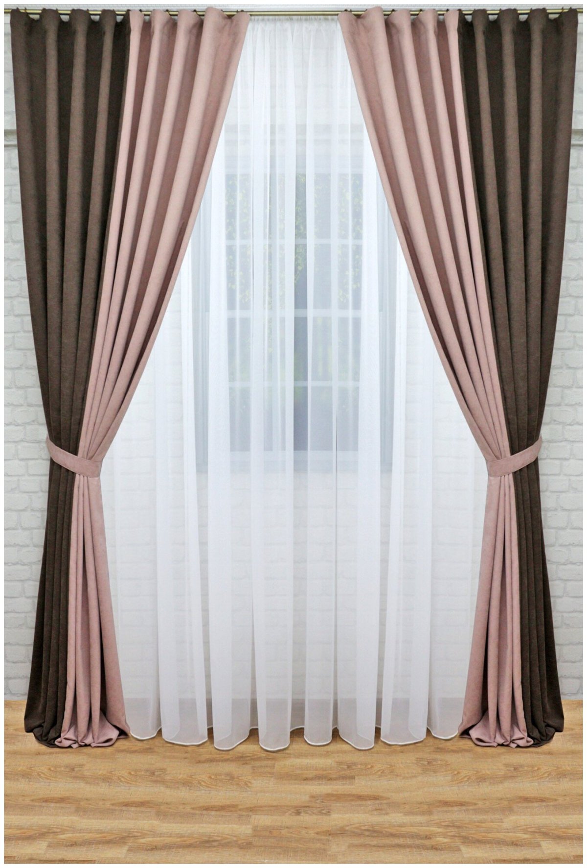 Комбинированные портьеры из двух цветов