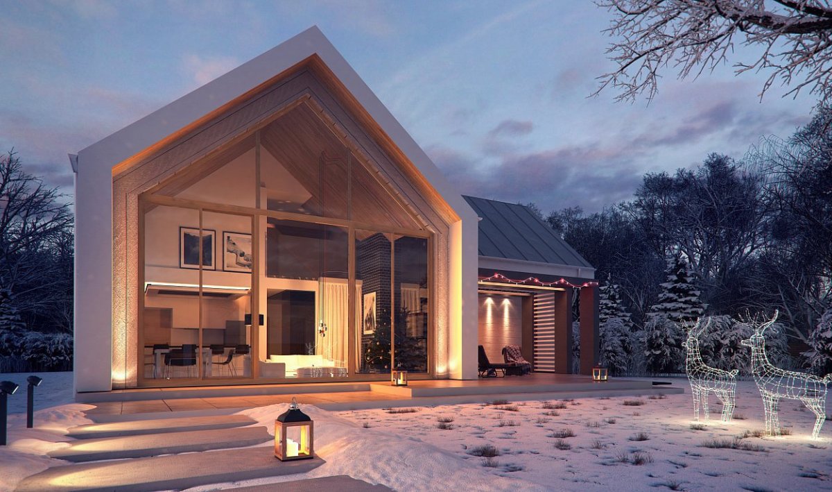 Домик с панорамными окнами