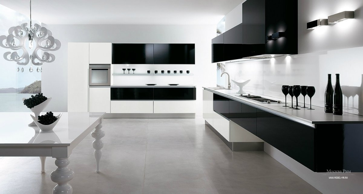 Черно белая кухня