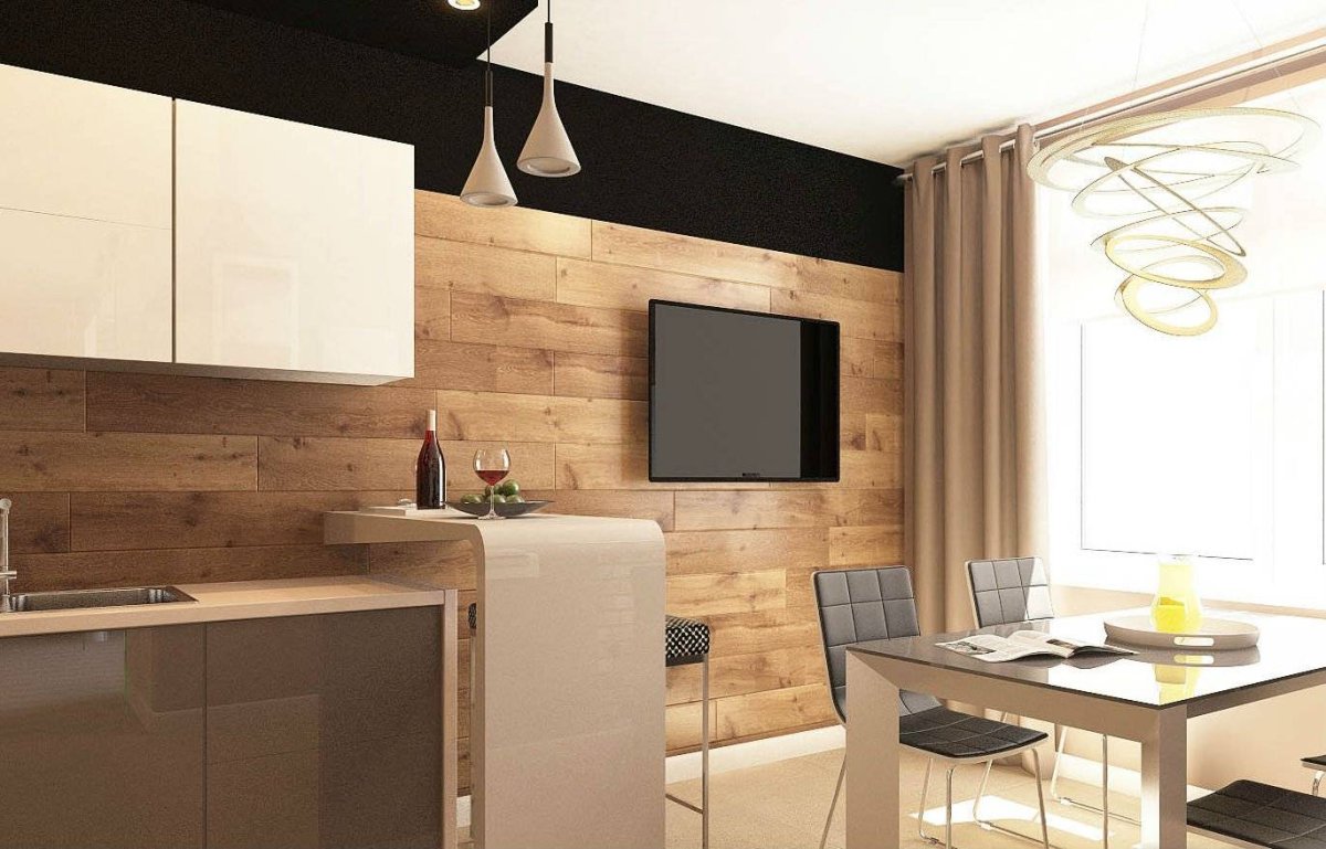 Ламинат на стену в кухне