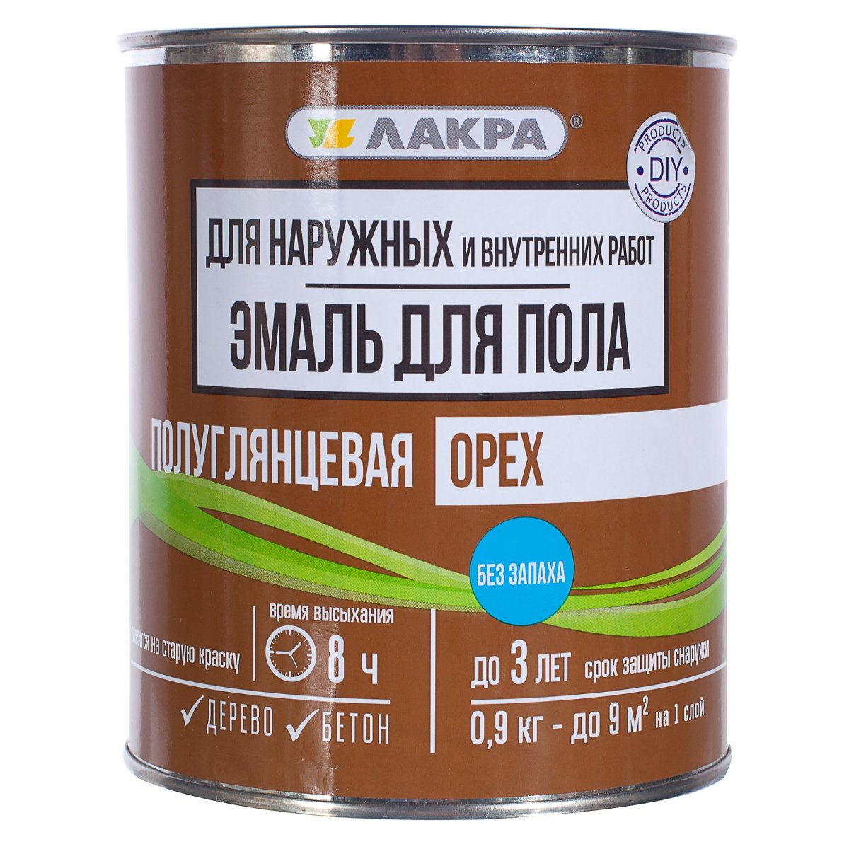 Эмаль для пола Лакра DIY цвет орех
