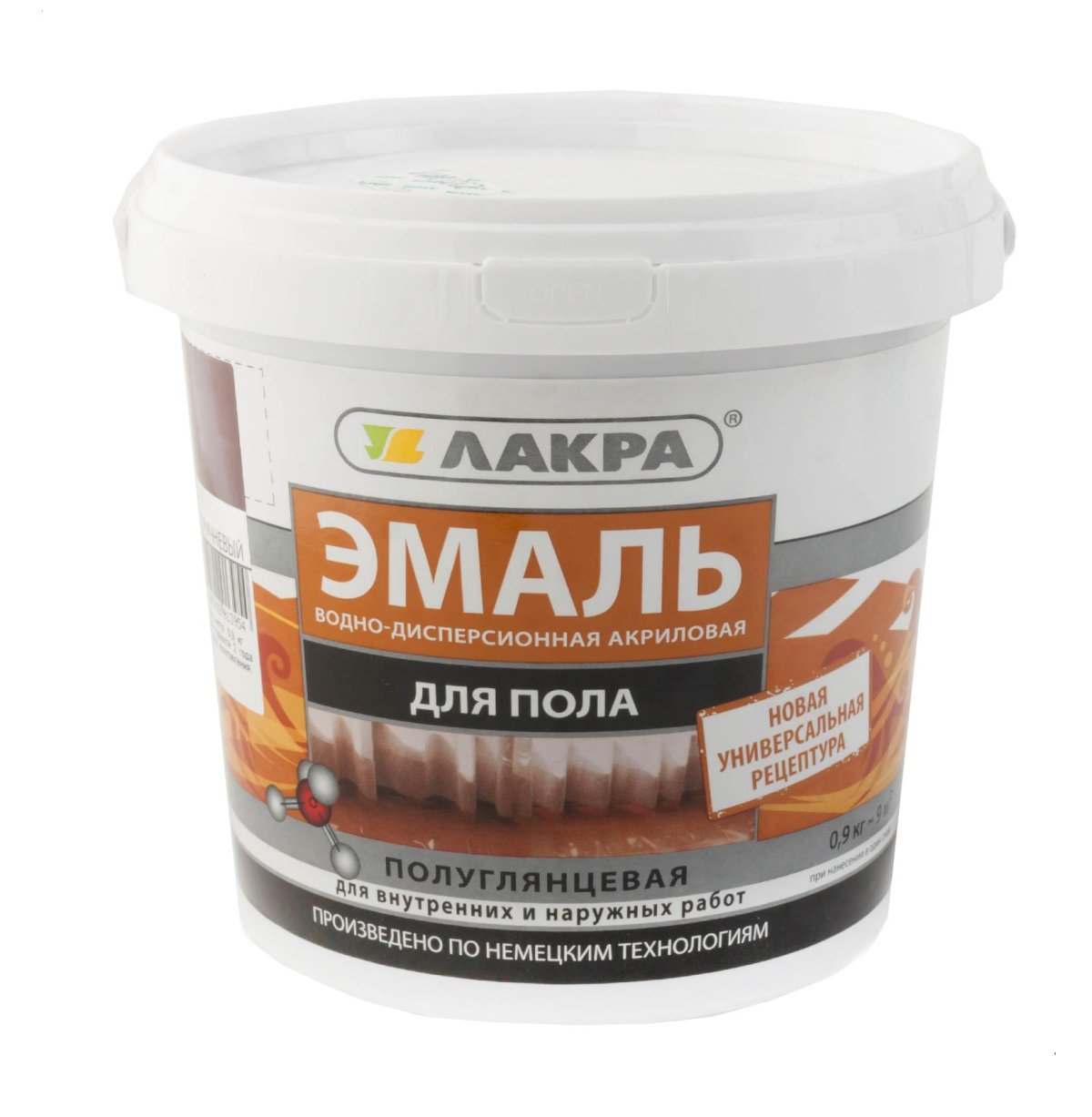Эмаль акриловая универсальная белая полуглянцевая 0,9кг Лакра