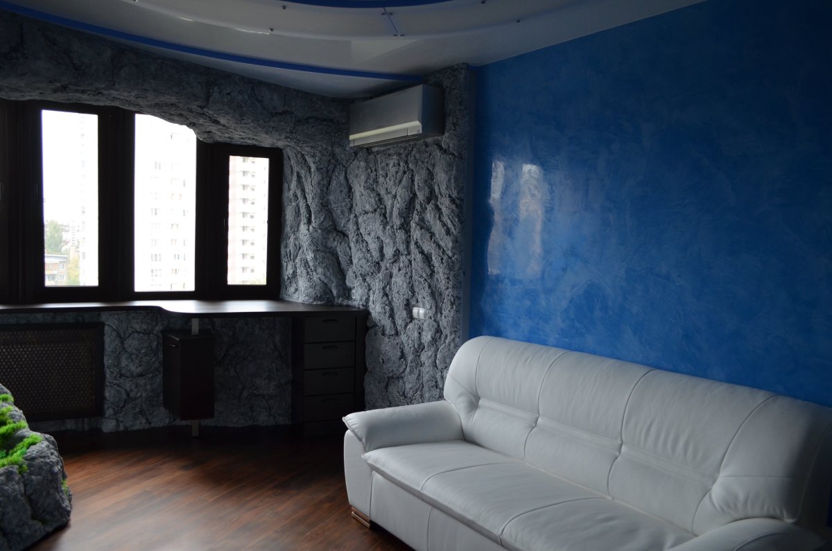 Венецианская штукатурка голубая