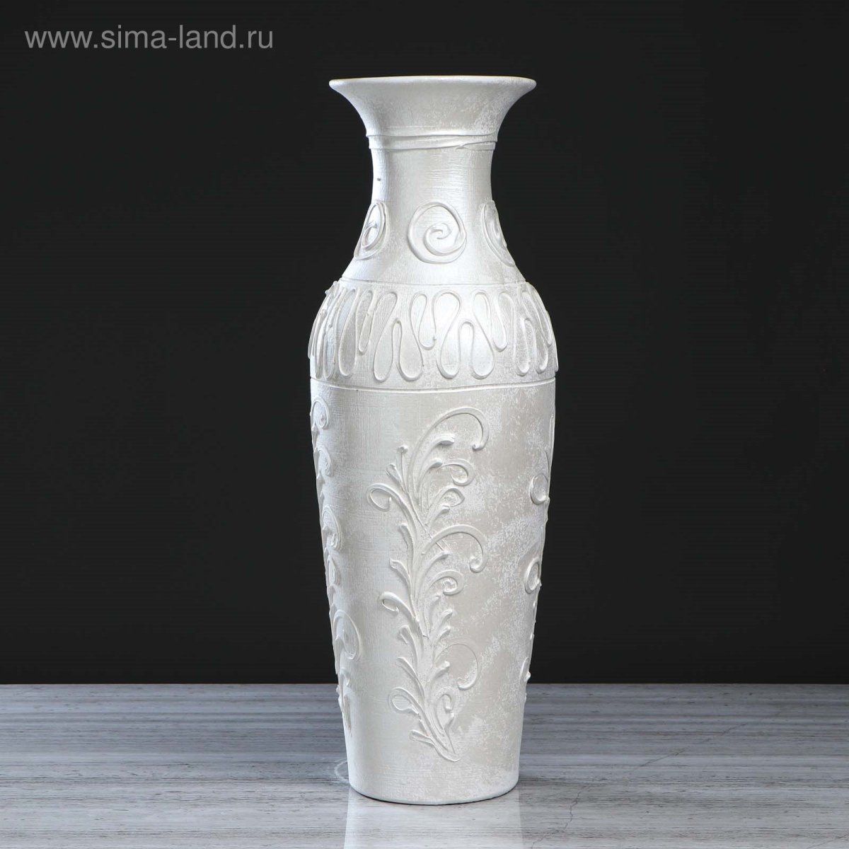 Ваза 70см Кристалл напольная белый керам. (1) 5179047