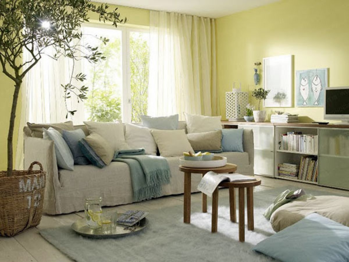 Бежево зеленый интерьер