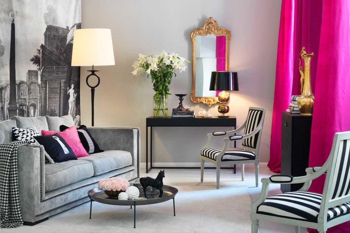 Серый и фуксия в интерьере