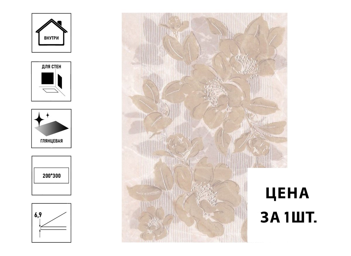 Декор Весеннее шоу розы 20*20 Керама Марацци