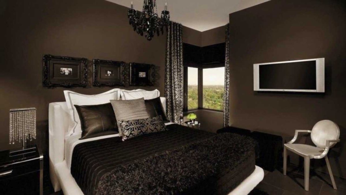 Спальня в темных тонах