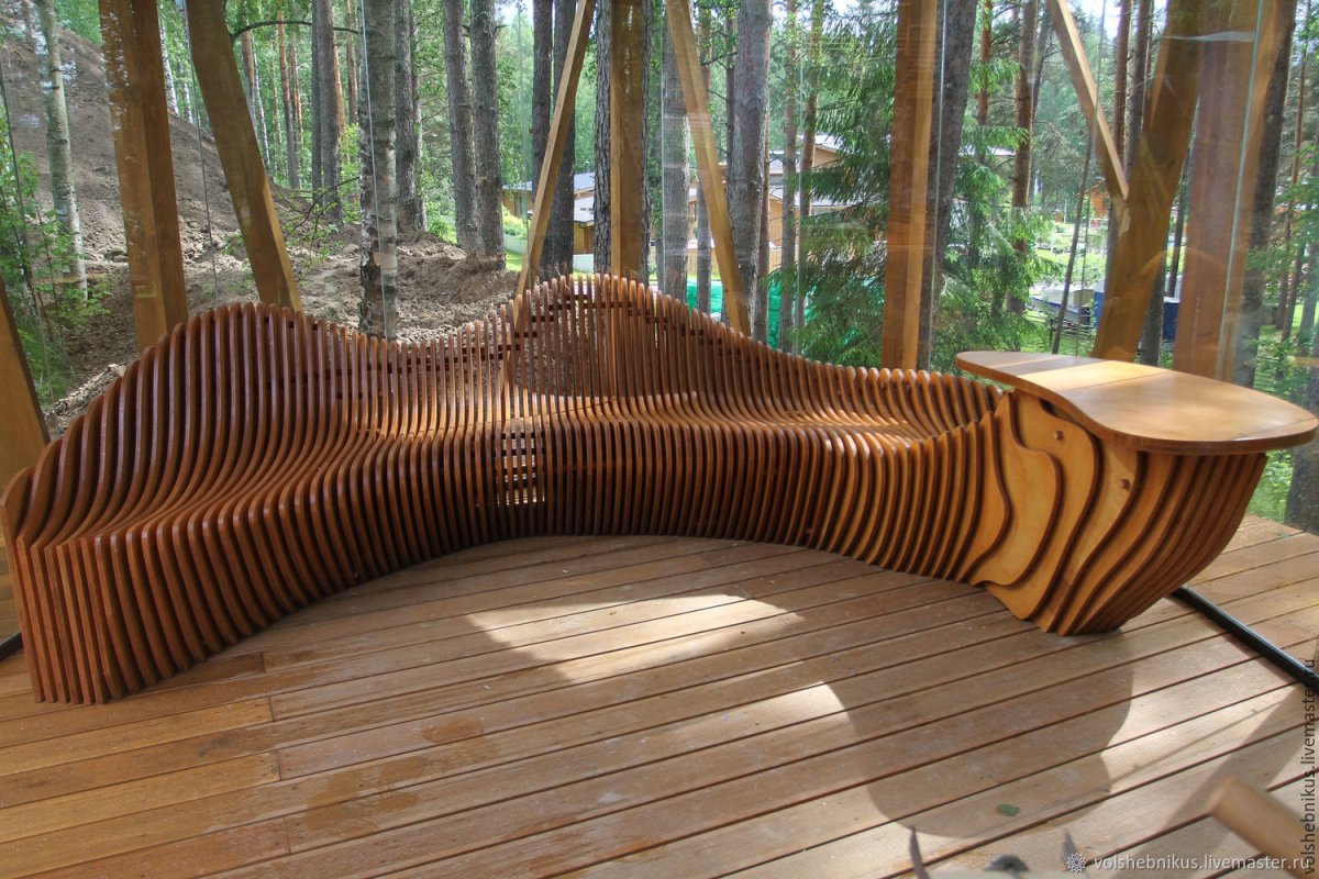 Параметрическая скамья Wave дизайнерская мебель Parametric l 4.5 м