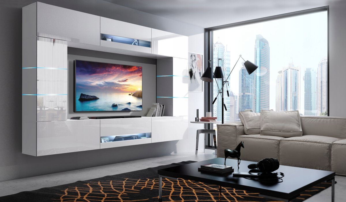 Стенка Наоми белый глянец