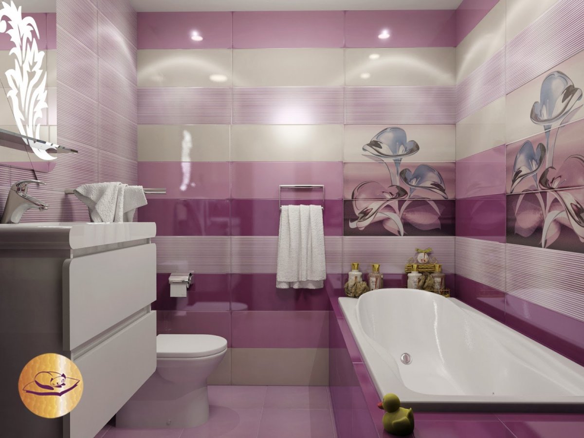 Сиреневая плитка для ванной