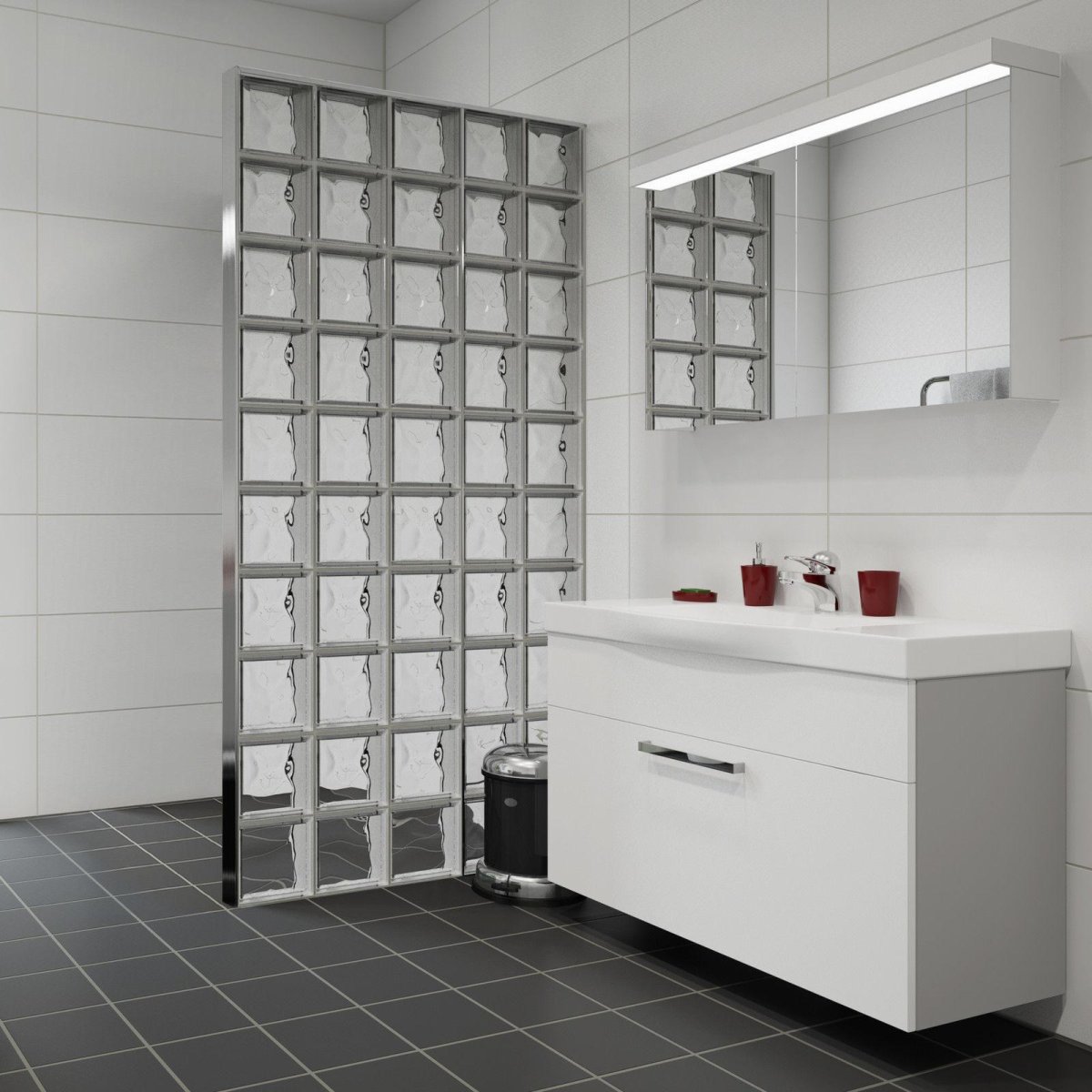 Душевая перегородка из стеклоблоков для душа