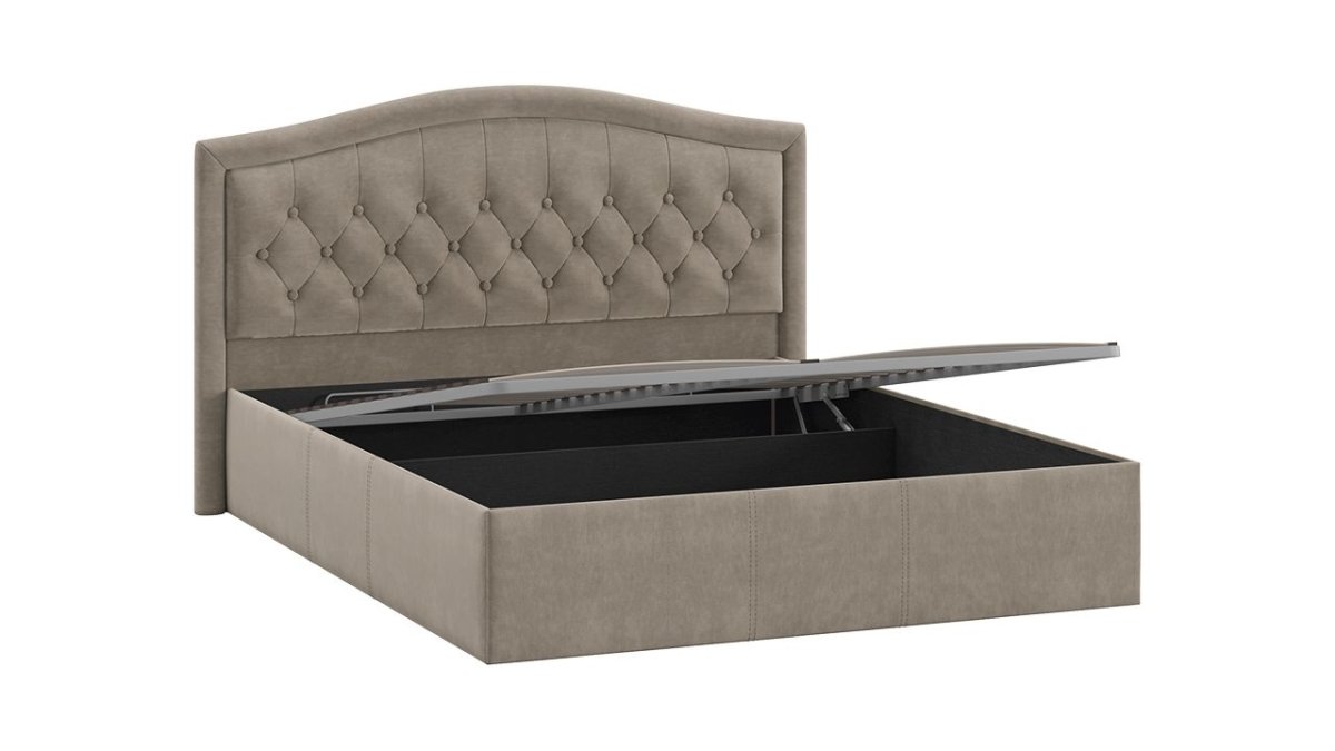 Кровать ТРИЯ Анабель универсальная с ПМ Тип 1 1600 велюр мокко светлый