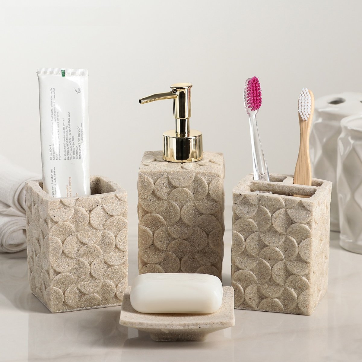 Набор для ванной simaland 2369380 Полирезин цвет бежевый