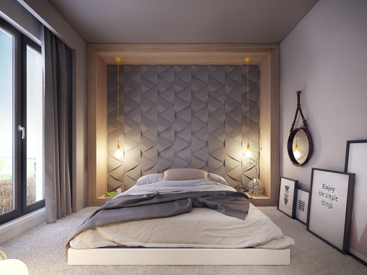 Декор стен в спальне в современном стиле