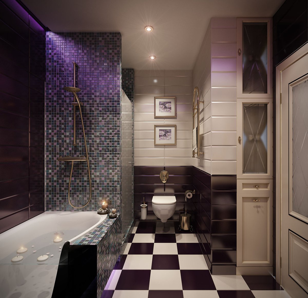 Темно фиолетовая ванная комната
